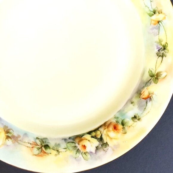 Vintage Haviland Signed Hand Painted Dinner Plate 9.5 Inch Yellow Roses - Picture 4 of 10